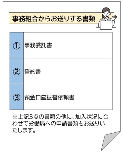 現場用労災のご加入に必要な書類（事務組合からお送りする書類）
